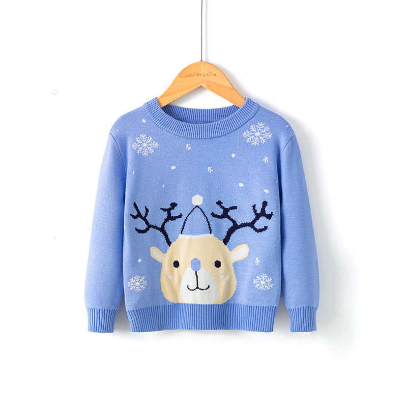 Cotton Double Layer Autumn Winter Christmas Long Sleeved Children's Sweater