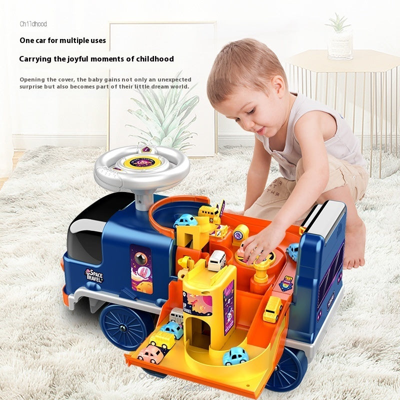 Children's Space Bus Fire Police Electric Toys Can Sit People