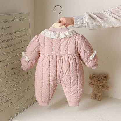 Baby Girl Autumn And Winter New Cute Princess Thin Cotton Romper Girl Romper Outwear