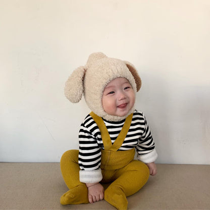 Bonnet cache-oreilles en polaire douce avec oreilles de lapin pour bébés et tout-petards