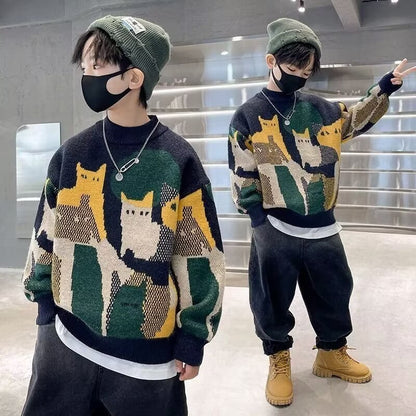 Pull en tricot épais pour les enfants plus âgés et les garçons