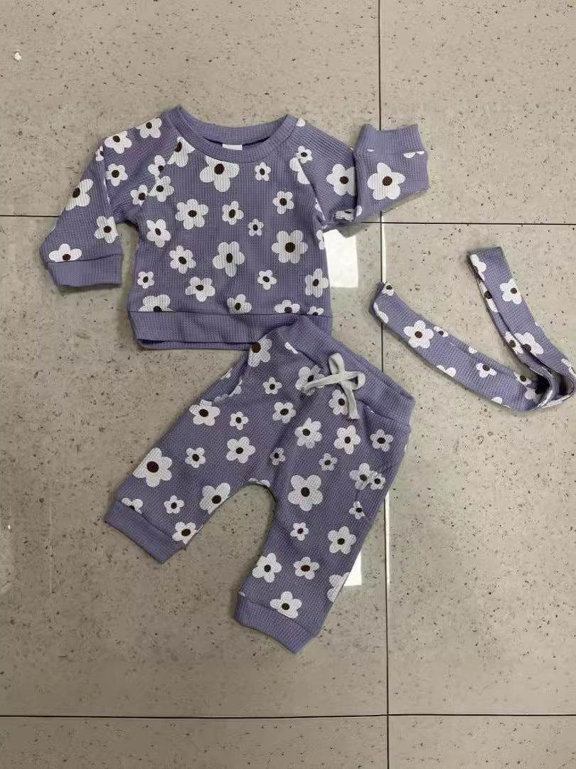Personality New Waffle Print Sweater Suit