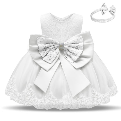 Baby Princess One Year Old Bow Lace Dress